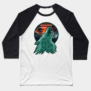 Wild Wolf Falls In Love With The Moon- Vintage Sunset Baseball T-Shirt